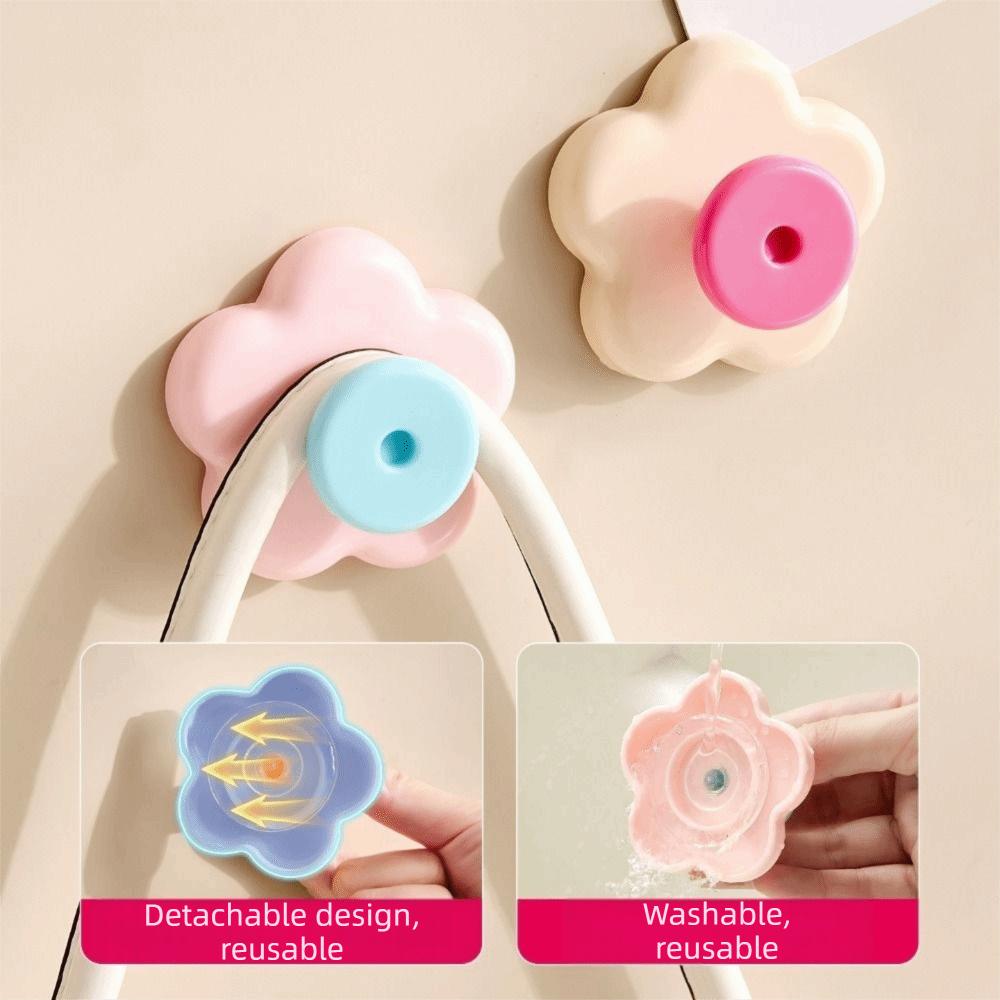 4PCS Wall Mounted Flower Hooks Decorative Towel Hanger Multi-functional Key Hangers  Bathroom