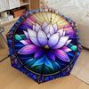 1pc Stained Glass Lotus Mandala Umbrella with Plastic Handle,Suitable for All Seasons Home Travel Outdoor UmbrellaDD1114