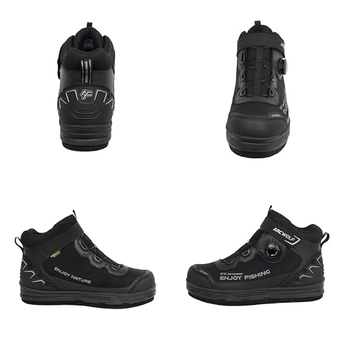 ARCWOLF AFA-118 Waterproof Wading Shoes with Interchangeable Soles and Felt Spikes, Rotating Shoelace Lock, Perfect for Outdoor Stream Fishing, Non-Sl