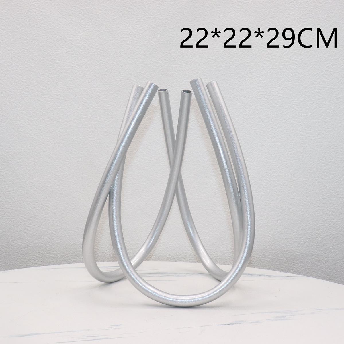 

Modern Minimalist Gold & Silver Metal Flower Vase - Round Tube Ornament for Living Room Desktop Decoration