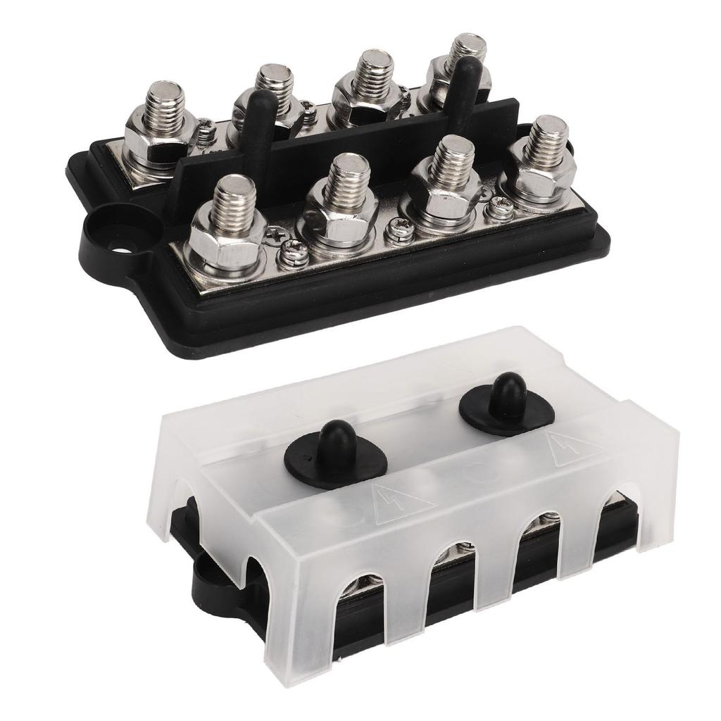 Bus Bar Marine RV Battery Terminal Power Distribution Block 2 Row M8 Stud DC12‑48V 150A Black