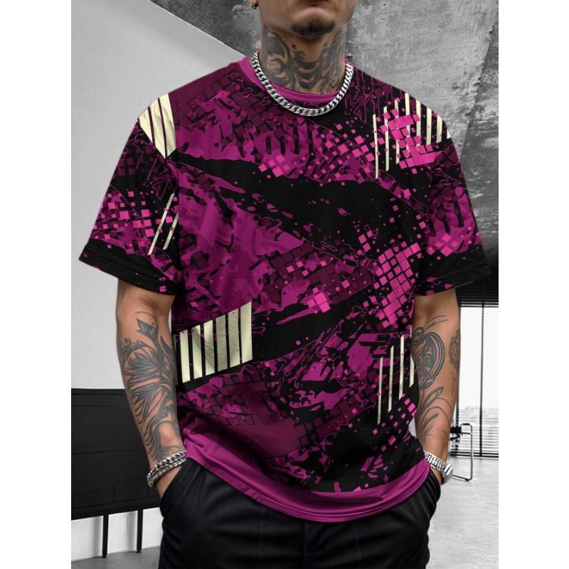 

Лето 2025 Мужская Повседневная Мода Простая Трендовая Футболка с Коротким Рукавом и Круглым Вырезом Новый Стиль Стрит-Арт 6XL