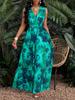 2026 new European and American women's clothing temperament elegant, fashionable and sexy 3D digital printing sleeveless V-neck dress