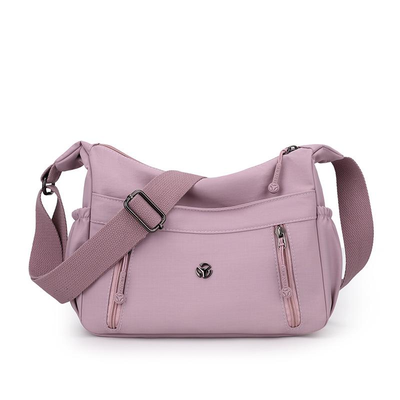 Borsa da donna di mezza età Borsa in nylon leggera a tinta unita Borsa a spalla a tracolla Borsa per mamma