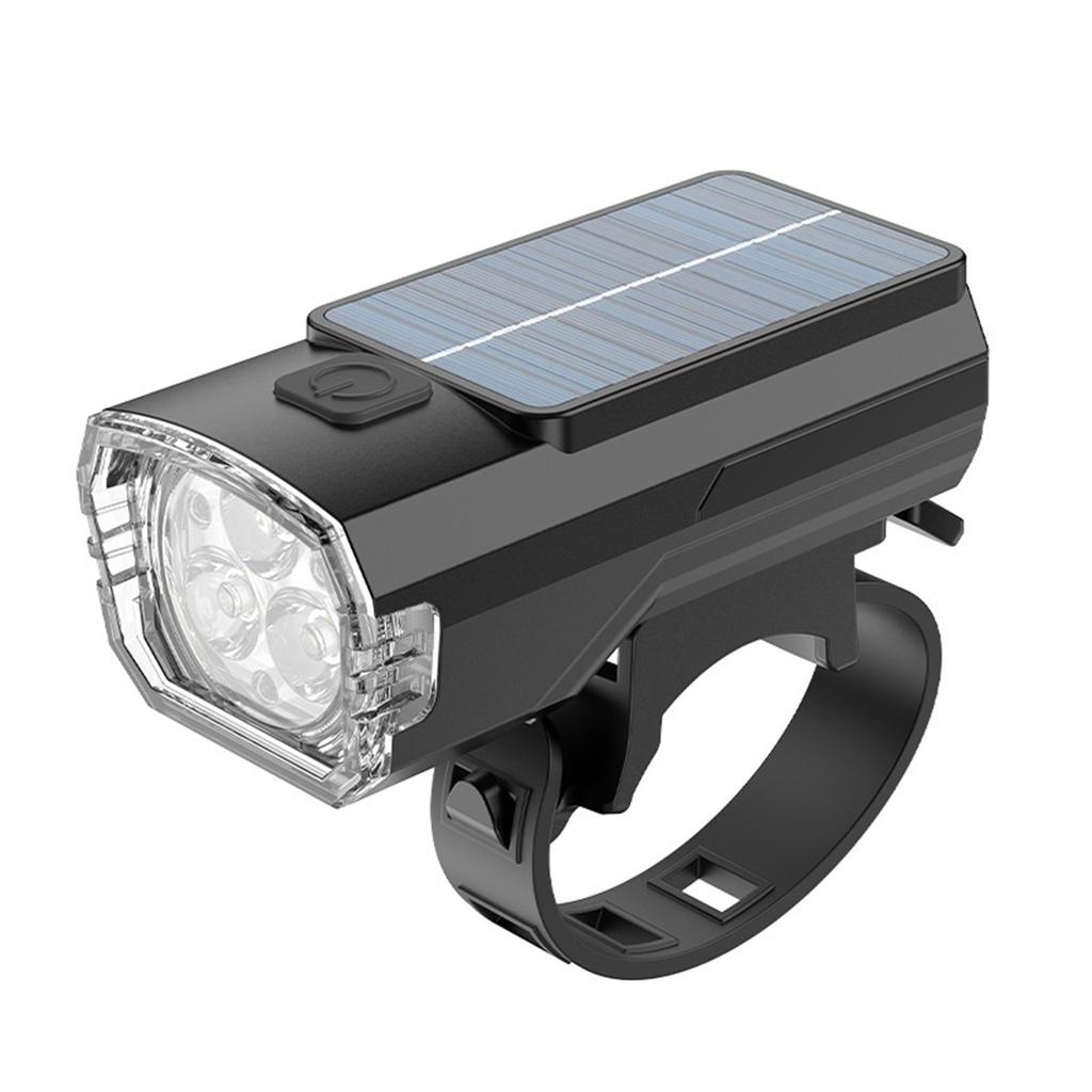 Solar Powered Light Strip with High- Horn, High/Low Beam High-Brightness Cycling Light, Outdoor Three-Light Bike Horn