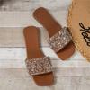 Fashion Lady Slippers Summer New Fashion Open Toed  Roman Shoes for Women Rhinestones Sexy Flat Flip Flops Slides Zapatos Mujer