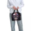 Mexican Sugar Skull Day Of The Dead Sugar Skull Insulated Lunch Bag for Women Kids Leakproof Food Boxes Thermal Lunch Box Tote