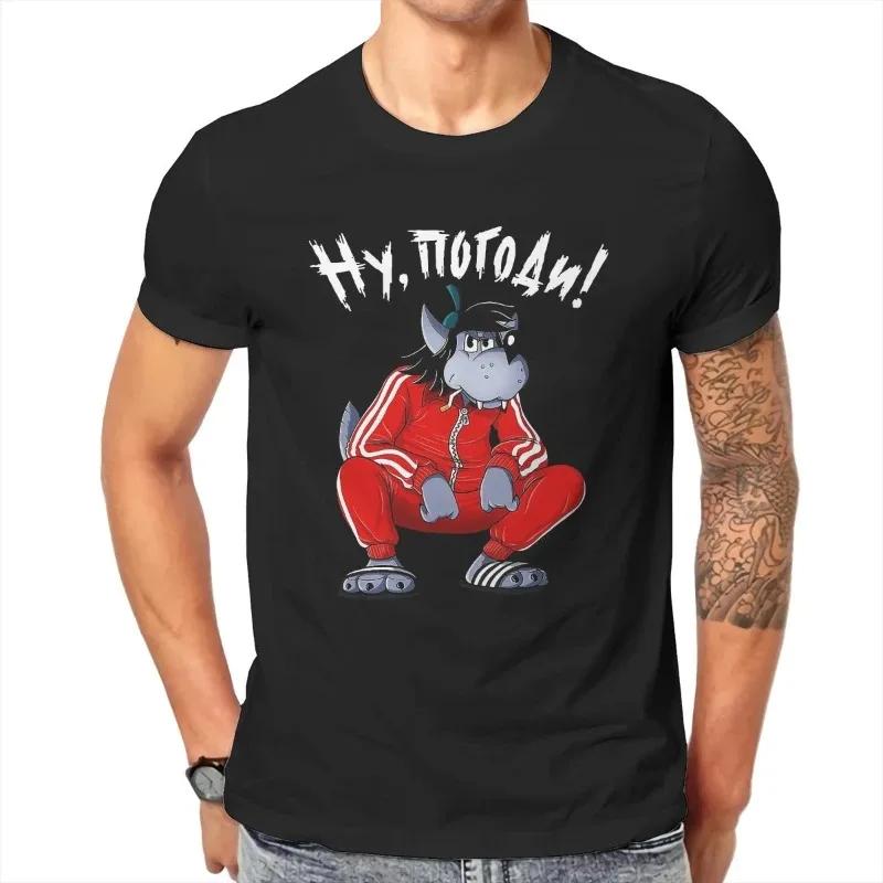 Trainingsanzug Squat Wolf T-Shirt Nu Pogodi Well Just You Wait Wolf Hase Cartoon Grafik T-Shirts Vintage Lustige Unisex Kurzarm Tops