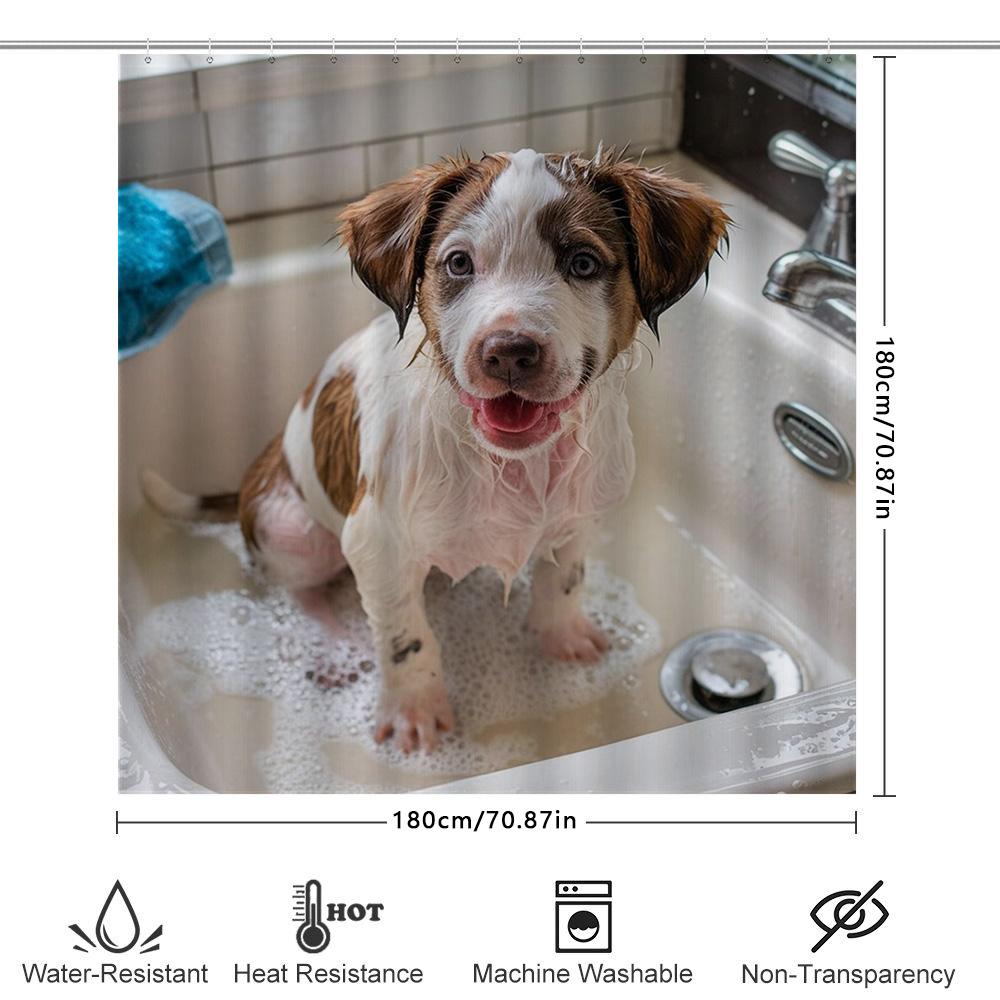 Entzückender Hunde-Print Duschvorhang Wasserdicht Langlebig Perfekte Dekoration Für Badezimmerwände Größe: 72 x 84 Zoll (183X213 Cm)