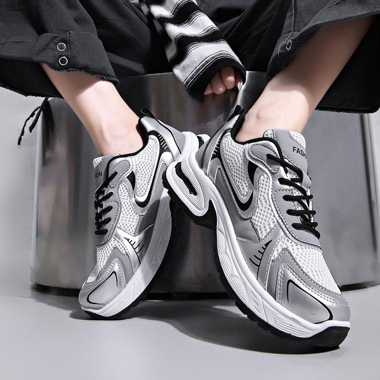 

Модная спортивная обувь, Нескользящая и износостойкая, Универсальная женская обувь, Кроссовки для папы, Студенческая обувь 40 серый