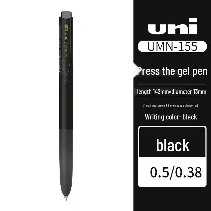 Penna a sfera gel Mitsubishi UMN-155 Click Nera, Pratica d'esame 0,5 mm/0,38 mm