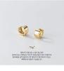 Silver 925 Simple Basic Flat One-Touch Ring Silver Earrings E116