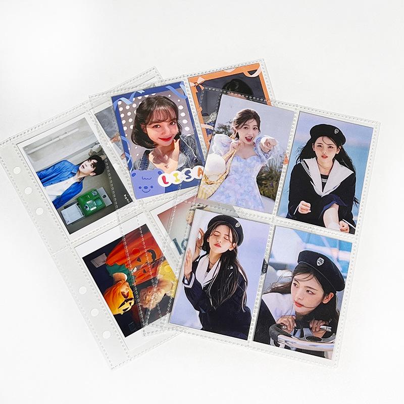 Album compact A5, transparent, antiderapant, cu pagini detașabile de 3 inci, patru pătrate, pentru depozitarea cardurilor mici