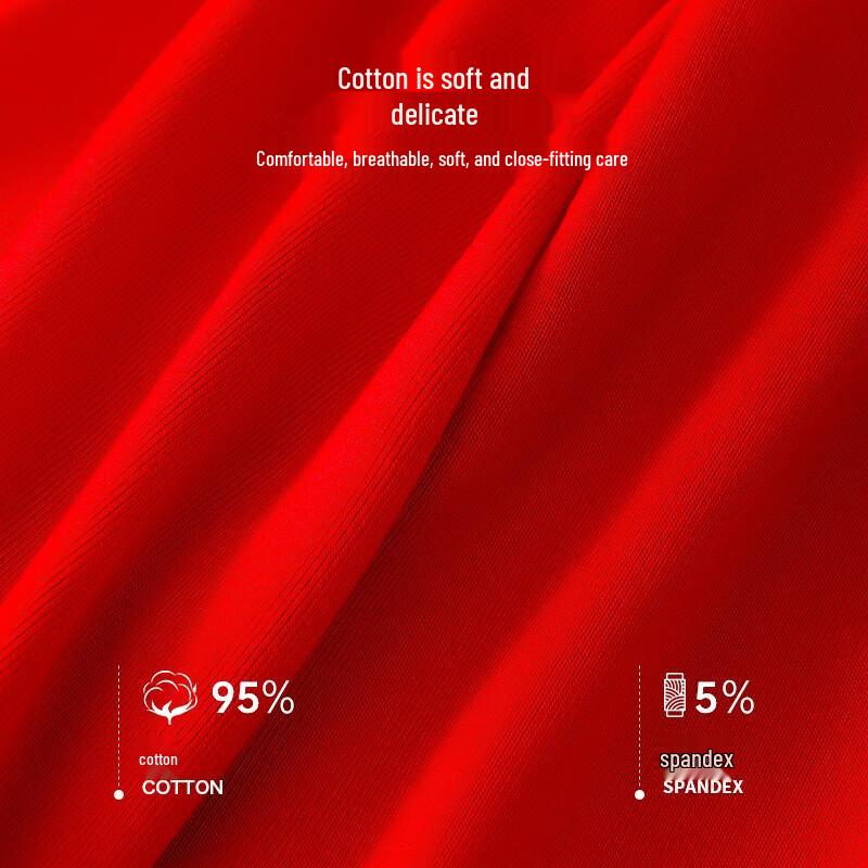 Langsha Men's Auspicious Red Cotton Boxer Briefs