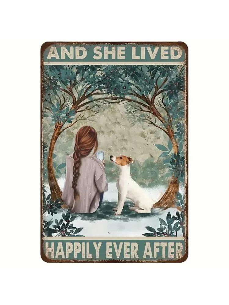 

Lady&Jack Russell Dog Metal Wall Sculpture|Rustic Retro Tin,Halloween&Christmas Gift,Farmhouse/Garden Decor 20x30cm（7.8x11.8inch）