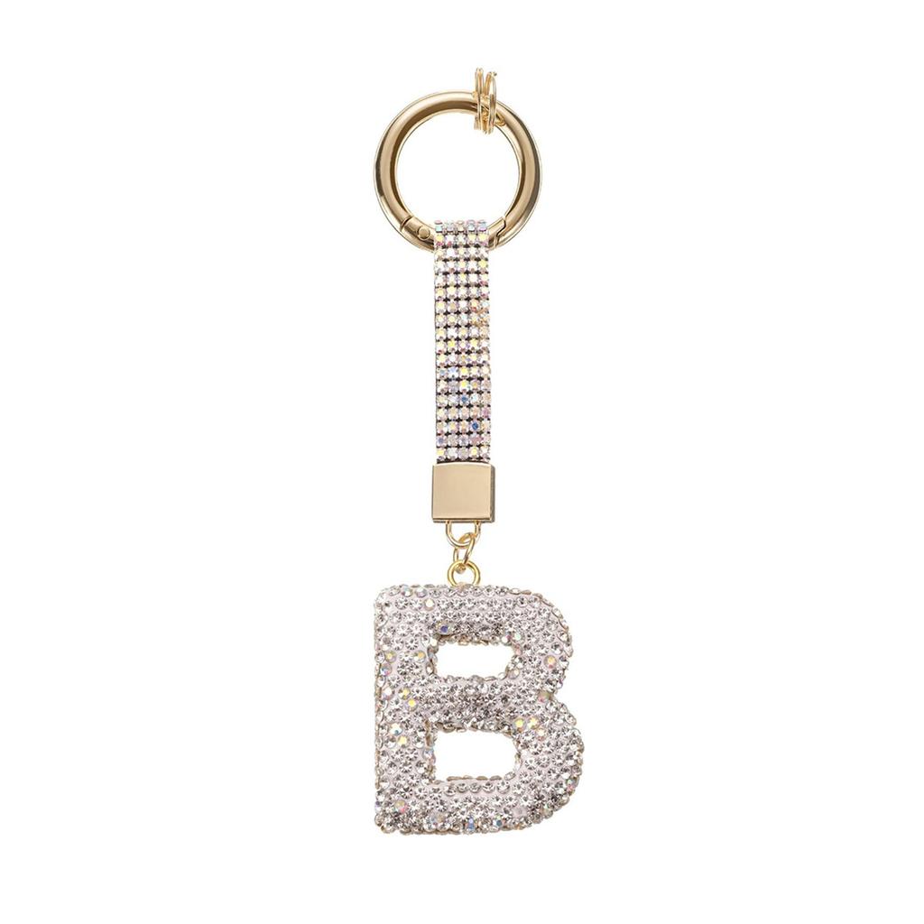 Personalized Alphabet Keychain with Sparkling Rhinestones Durable Alloy Jewelry Accessory for Fashionable Daily Use