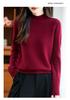 Women's Pure Color Wool Sweater - Half-High Collar, Loose Knit Pullover for Autumn/Winter