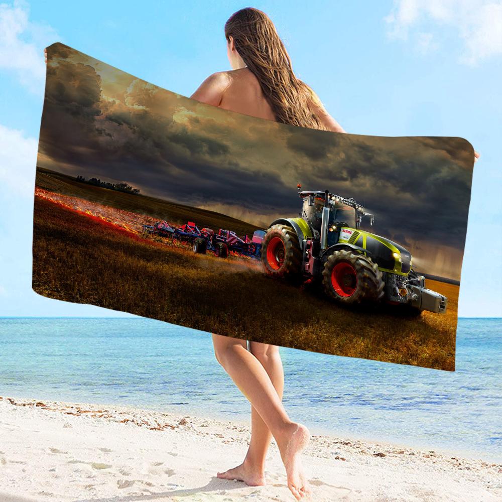 

Car Tractor Towel Microfiber Beach Towel Absorbent Quick dry Soft Yoga Swimming Resort Mountain Climbing Towel W40*H60(CM)