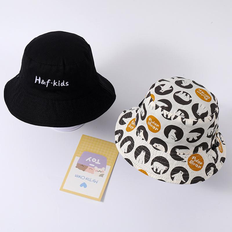 1 Pc Cute Spring Summer Kids Bucket Hat for Boy Girl Cartoon Simplicity Travel Sunshade Hat for Children Photography Props Hat