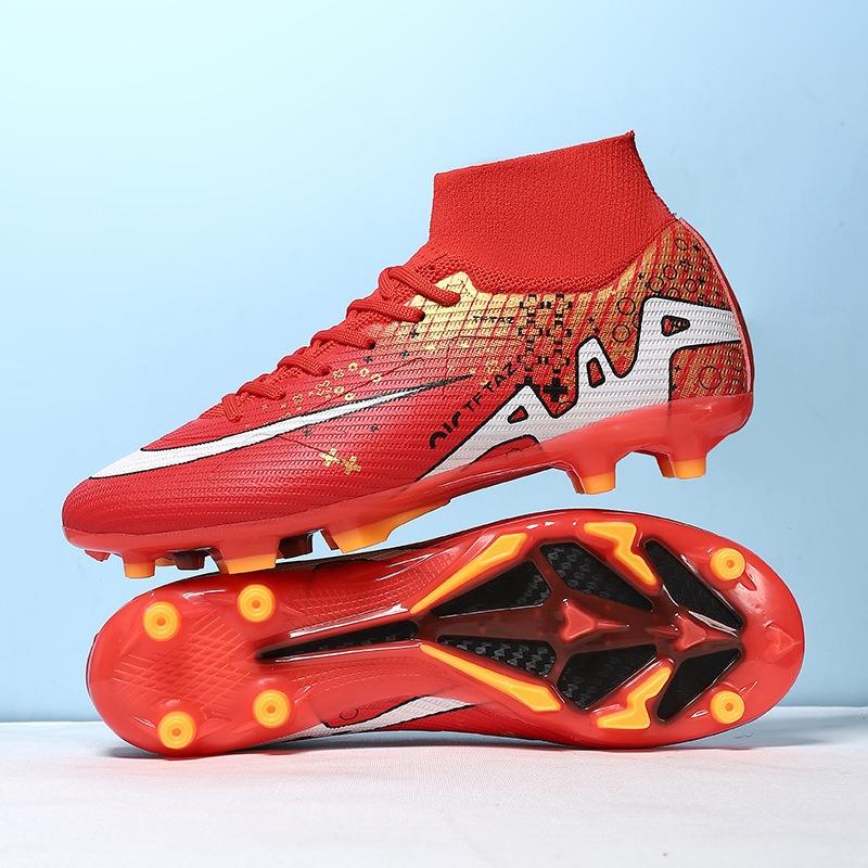 New seamless fly-woven European Cup high-top football shoes, youth spikes, professional training sports shoes