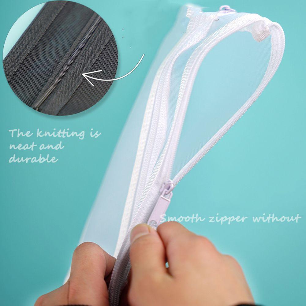 Pencil Case File Folder Double Mesh Pencil Bag School Stationery Supplies Cosmetic Storage Bag