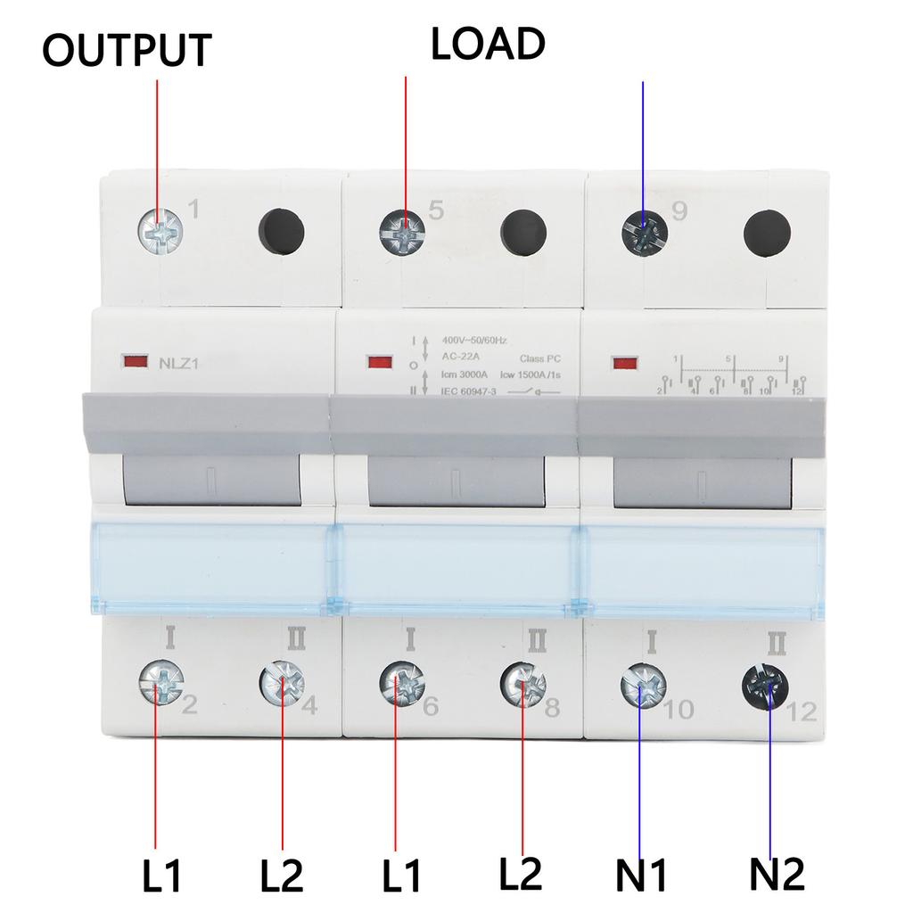 400VAC Dual Power Manual Transfer 35mm DIN Rail Mount Single Side Interlock Circuit Breaker 3P MTS Power Transfer