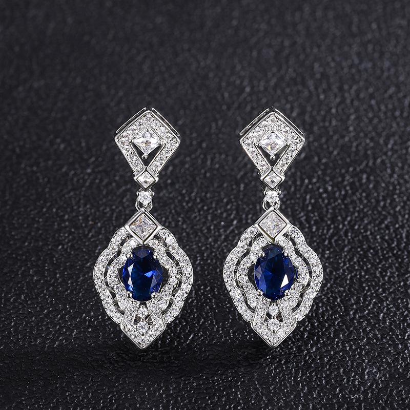 Jewelry Color Treasure Simulation Color Treasure Micro Inlaid Small Clear Stud Earrings Pendant Main Stone 6 * 8
