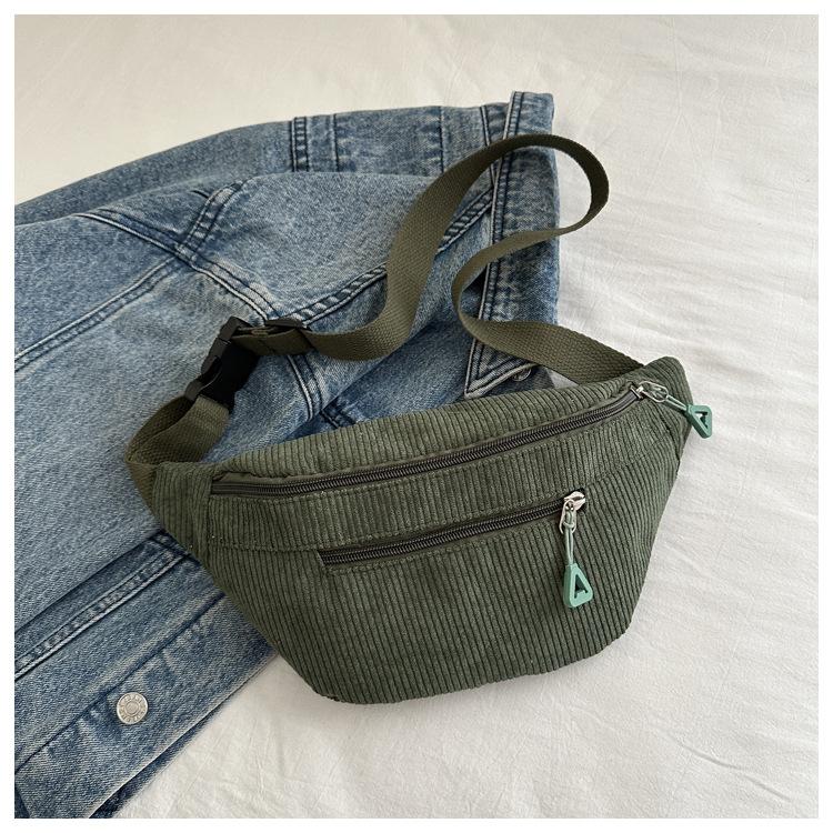 

Lightweight Corduroy Fanny Pack Crossbody Bag Fashionable Retro Style Casual Chest Waist Bag Fresh Style Korean Version Handbags