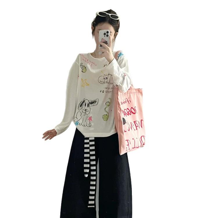 Painted Graffiti Micro-transparent Thin Sunscreen Blouse Long-sleeved T-shirt Women's 2026 New Summer Korean Beautiful Small Top