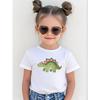 Taglie Europee T-shirt da Esterno per Ragazze, T-shirt in Cotone, Top alla Moda Casual con Stampa di Dinosauro Cartone Animato