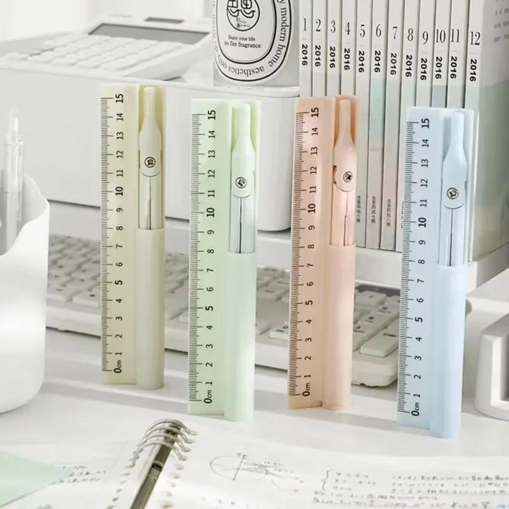 3-in-1 Drawing Ruler Dual-purpose Compass Ruler Set Office Accessories Compass Pen  Drawing Tools