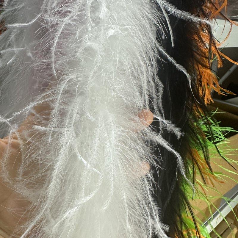 DIY 1 Ply Ostrich Feathers Boa 2Meters Shawl for Party Lady Dress Decoration Scarf Clothing DIY