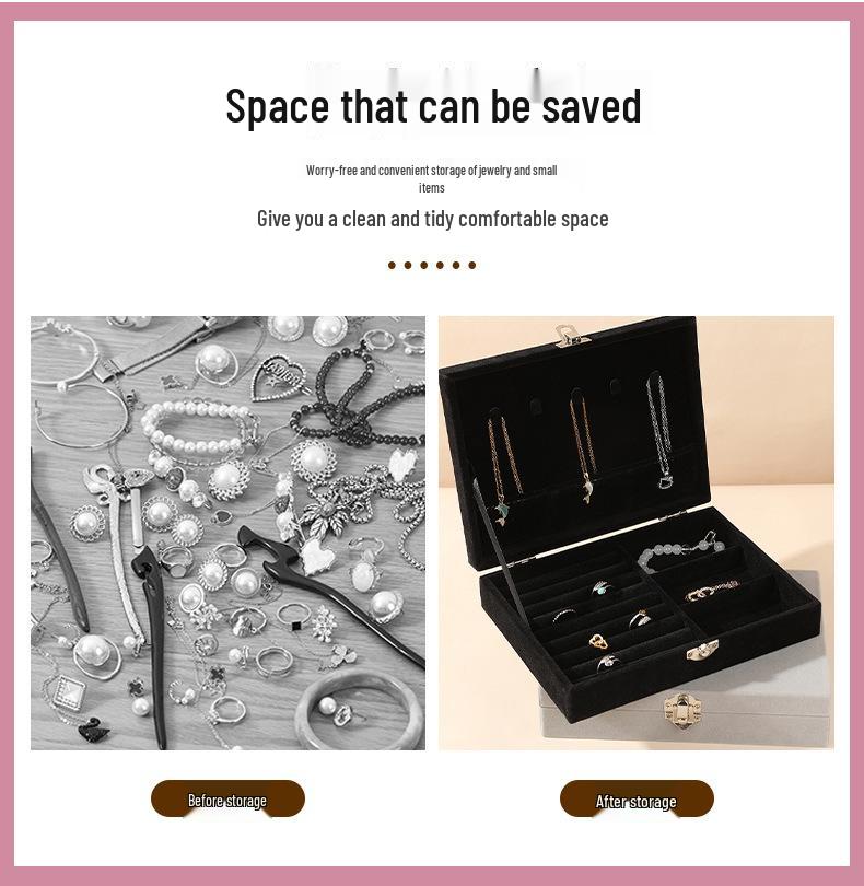 Luxury Portable Jewelry Box with Lock, Large Capacity Storage for Necklaces and Earrings