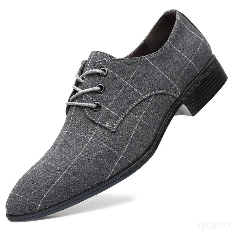 Men's New Fabric Shoes Sharp Pointed Casual Large Size Flat Fashion Breathable Canvas Shoes Lightweight Male Flats Homme Zapatos