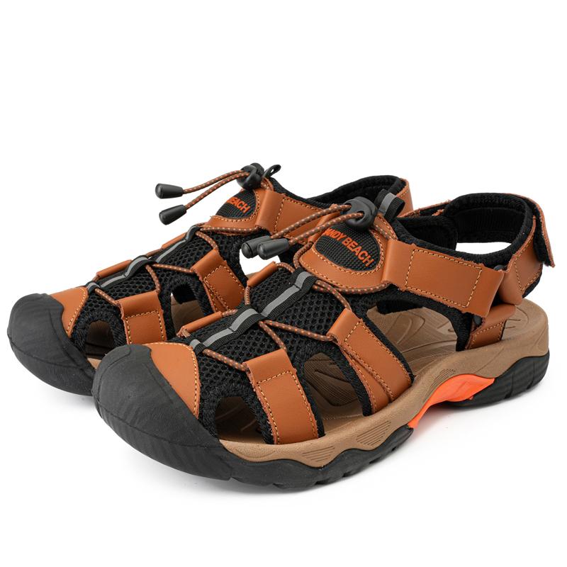 Summer Men's Outdoor  Leather Large Size Toe Sandals Summer Casual Men's Fashion Outdoor Non-Slip Beach Sandals