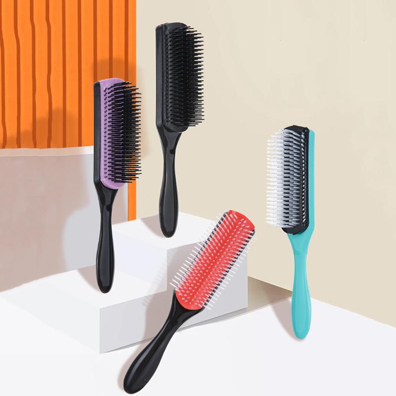 9-Rows Detangling Hair Brush Detangler Hairbrush Scalp Massager Straight Curly Wet Diy Hair Comb Brush