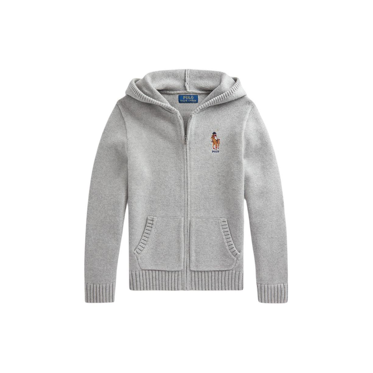 

Polo Ralph Lauren Однотонний Светр для дітей з капюшоном та довгим рукавом, в язаний, з вишивкою ведмедя та логотипом-літерами, колір Хізер-Сірий 323850962-001 S