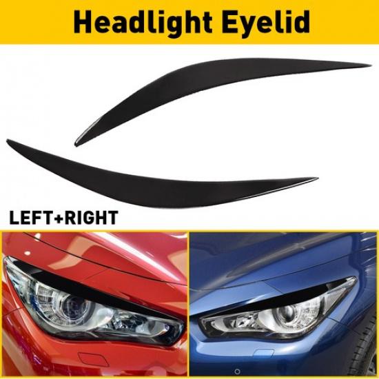 For Infiniti 2014-23 Q50 High Quality Black Headlight Eyelid Eyebrow Cover ABS