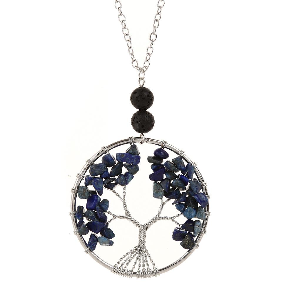 Natural Stone Crystal, Aromatherapy Volcanic Stone Pure Hand-Wound Gravel Tree Root Life Tree Necklace N14