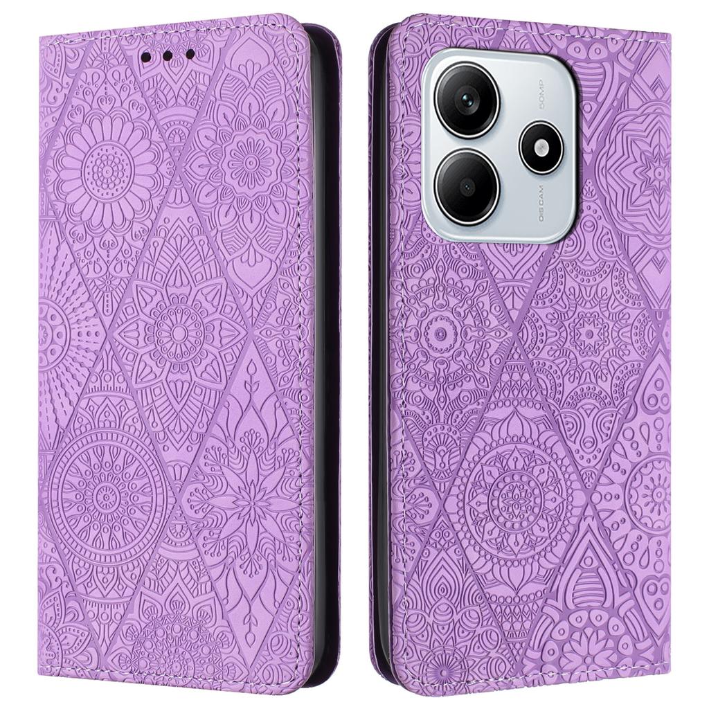 Etui dla Xiaomi Redmi Note 14 5G z nadrukowanym kwiatem, portfel, podstawka, skórzany pokrowiec na telefon