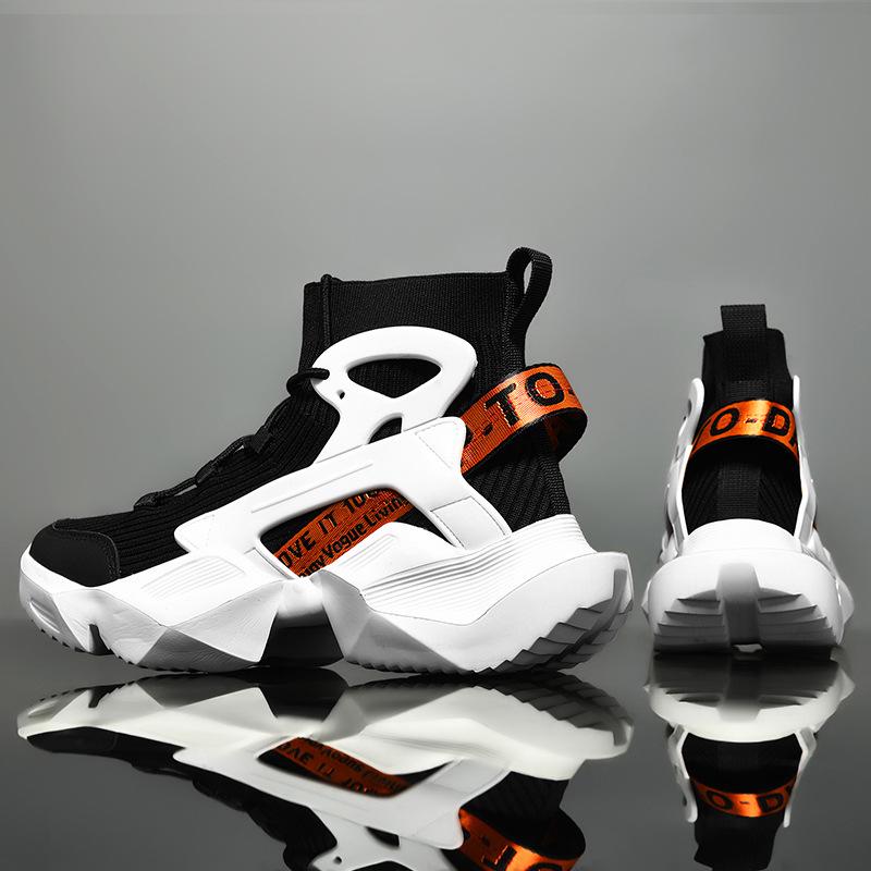 

Трендовые мужские повседневные спортивные кроссовки с высоким берцем 2025 года — сверхлегкая, большого размера, летящая тканая коллекция. Size 39 чёрный/белый