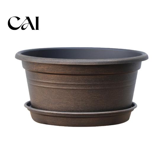Resin Planters for Bulbs Bulb Plant Pot with Saucer, 10 Inch 13 Wide Flowerpot Durable Garden Pots Tulips Drainage Holes, Indoor Outdoor Planter