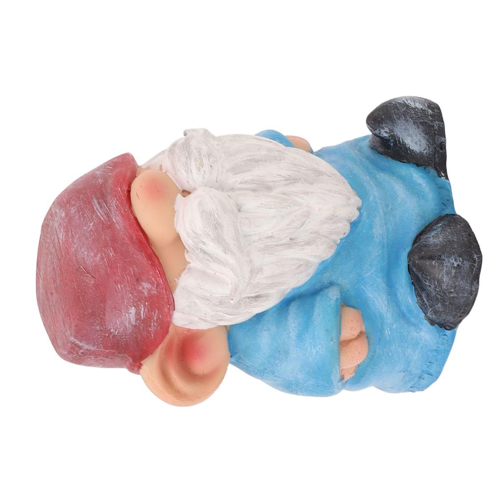 Garden Gnome Resin Structure Stable Bottom Retro Style Gnome Figurine for Patio Porch Decorations Flat Head Blue