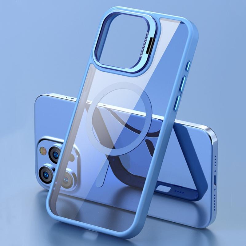 Moderne magnetische Standhülle für iPhone 16 15 14 Plus 13 12 11 Pro Max Hülle für Magsafe Kabelloses Laden Mit Objektivschutz Abdeckung