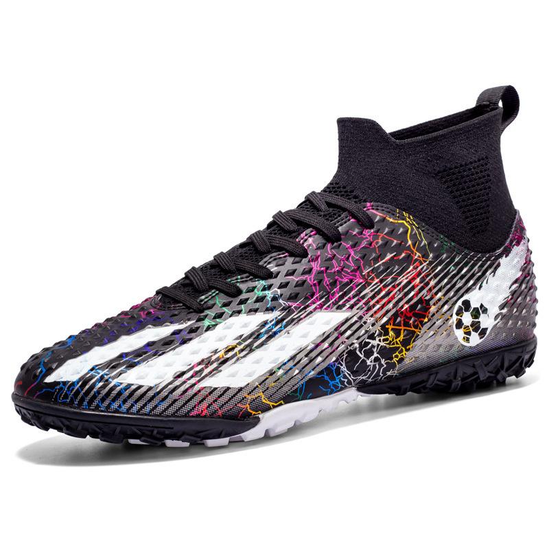 2025 Football Shoes High-top Boys and Children with Broken Nails and Spikes, Youth and Students Competition Artificial Turf Training Shoes