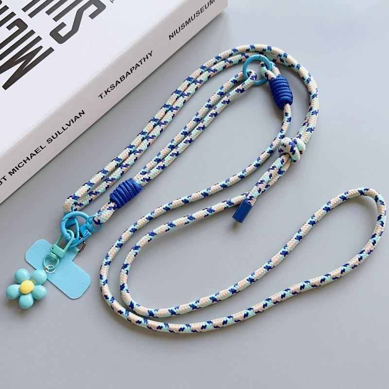 Sweet Colorful Long Cell Phone Lanyard Detachable Anti Lost Phone Shoulder Straps Simple Flower Pendant Mobile Phone Charms