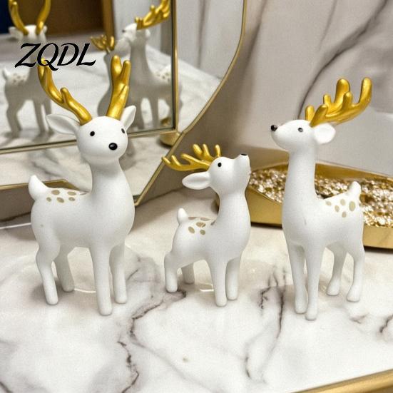 Exquisite Ornament for Bookshelf Display 3 Pcs Mini Deer Figurines, Cute Woodland Animal Decoration, Miniature Creative Gift Lovers Reindeer