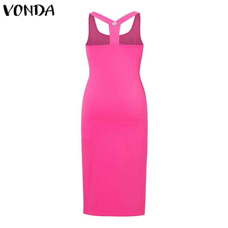 VONDA Женские летние модные платья с U-образным вырезом без рукавов и пуговицами — фото 6