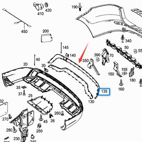 Rear Bumper Upper Bright Strip Compatible with Mercedes-Benz GL350 W166
