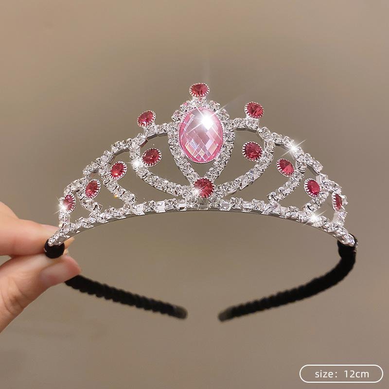 Children's Princess Crown Crystal Tiara Girls Hair Accessories High-end Atmosphere Dance Performance Birthday Gift Crown Bridal